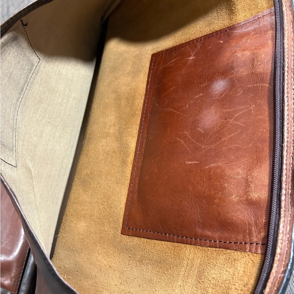 Vintage Schlesinger Brothers California Ranch Hide Leather Document Briefcase